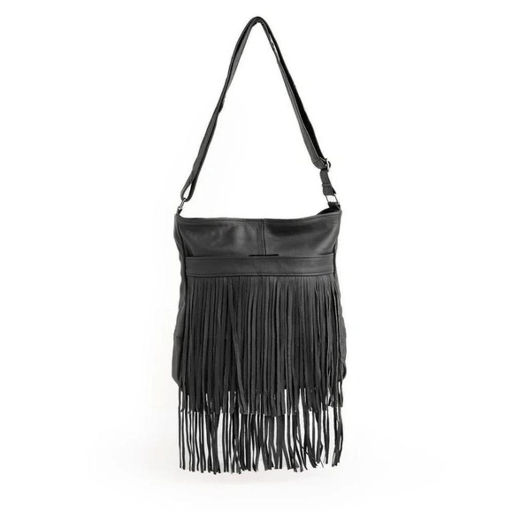 Genuine Leather Crossbody Fringe Purse GUC